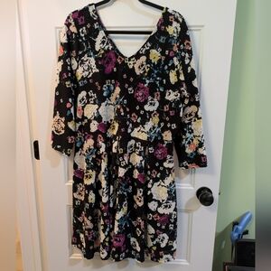 eyelash couture Black Floral Textured dress with Multicolor Blooms